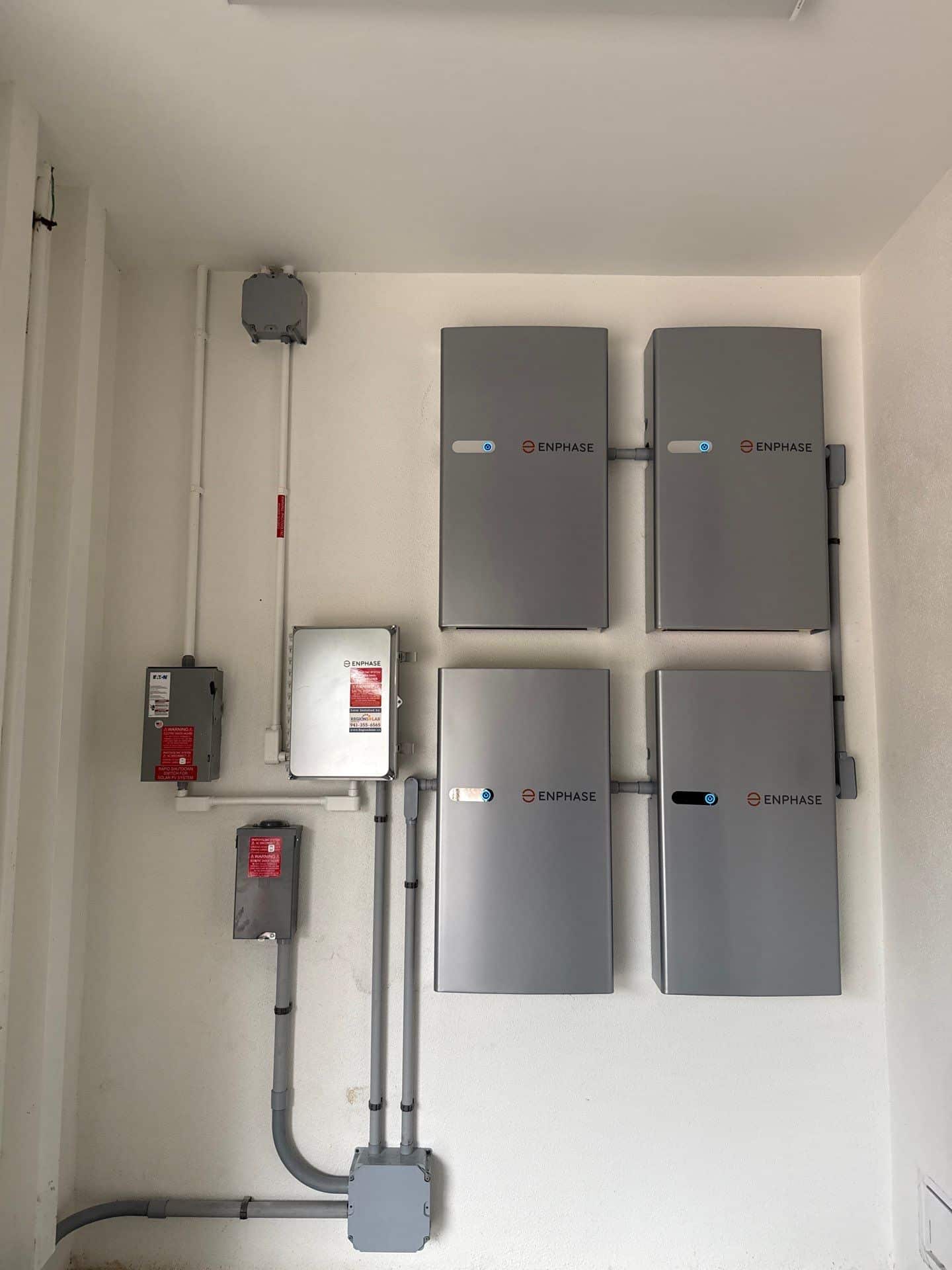 Enphase energy storage systems mounted on wall